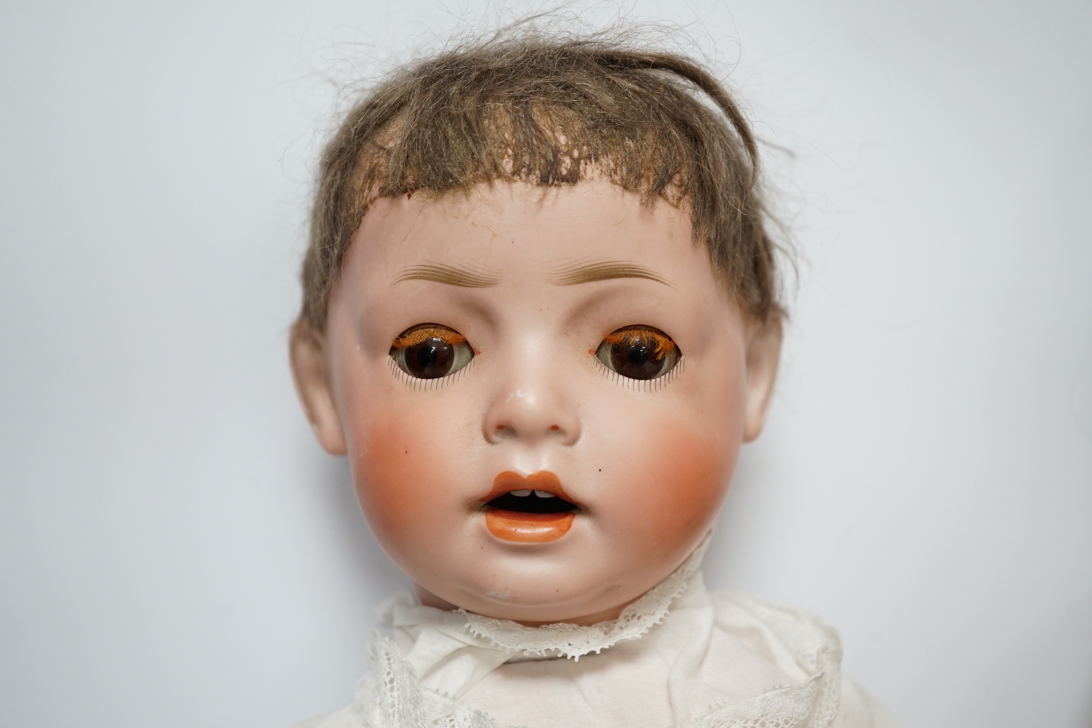 A Schoenau Hoffmeister 169 Toddler body, 50cm, and a Schoenau Hoffmeister Baby Hanna, 50cm, good condition